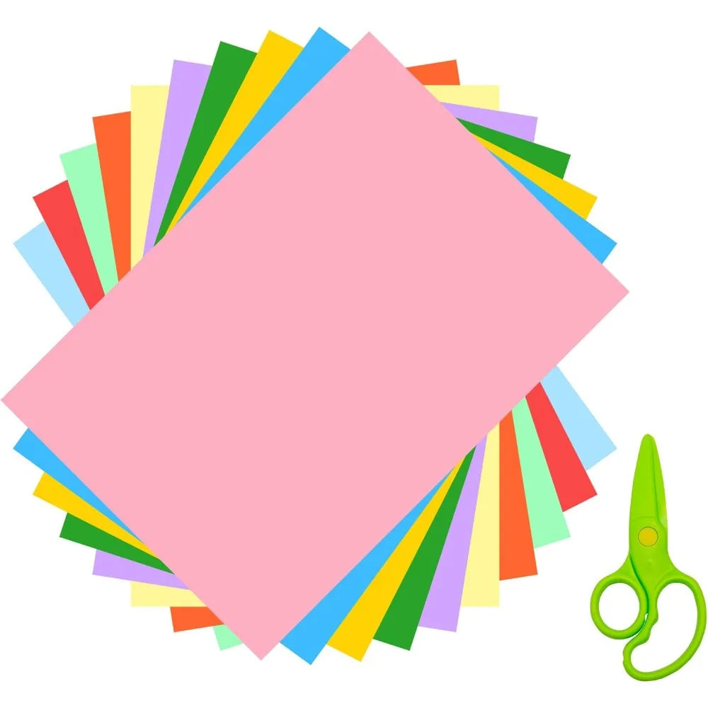 100 Sheets A4 Construction Paper in Assorted Bright Colors