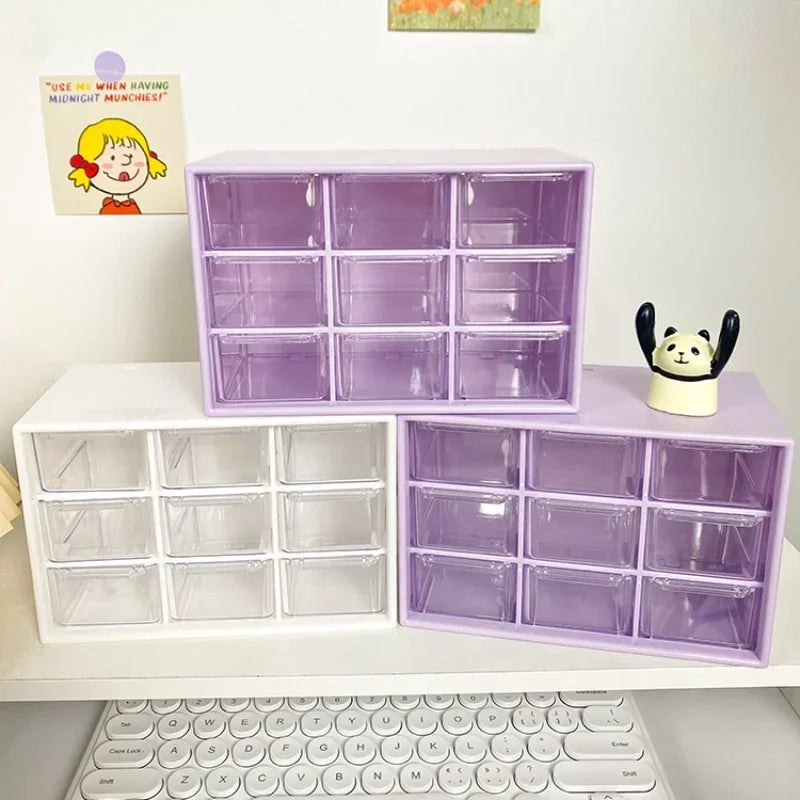 Desktop 9 Grid Storage Boxes Organizer