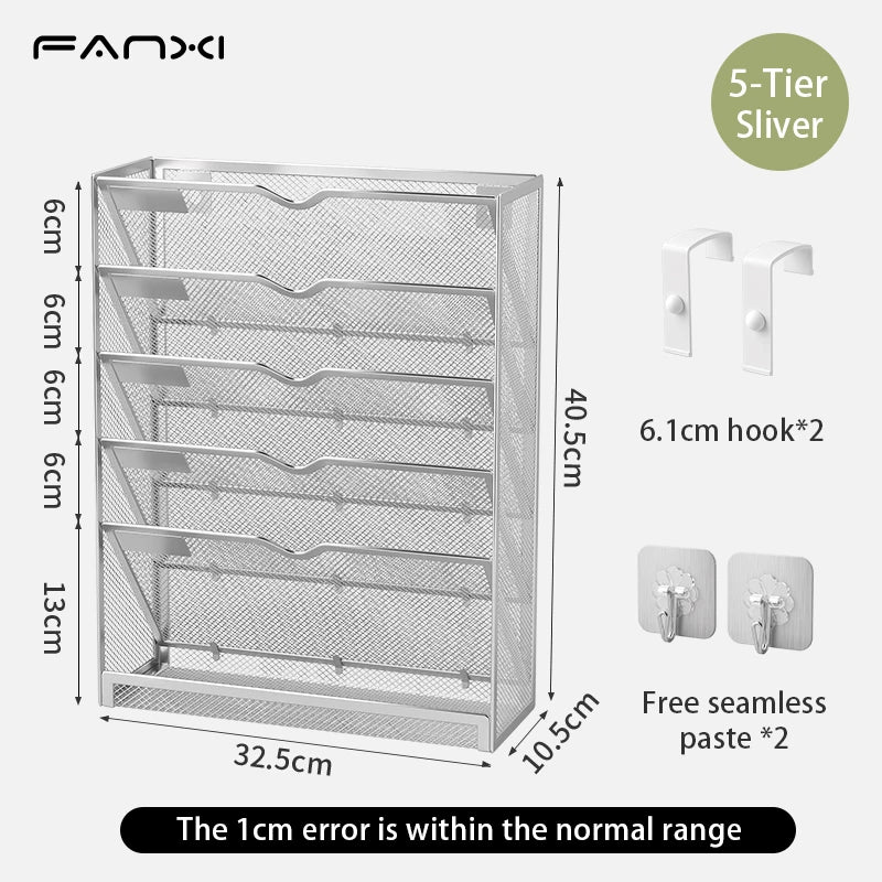 5 Pocket Mesh Hanging Wall File Organizer