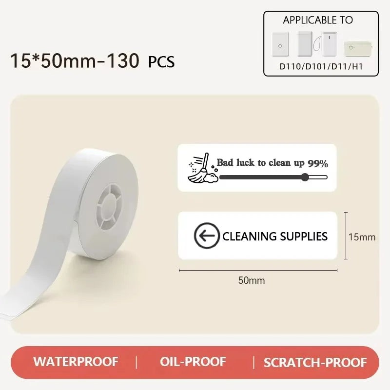 Niimbot D110 Label Sticker White Waterproof Anti-Oil Labels