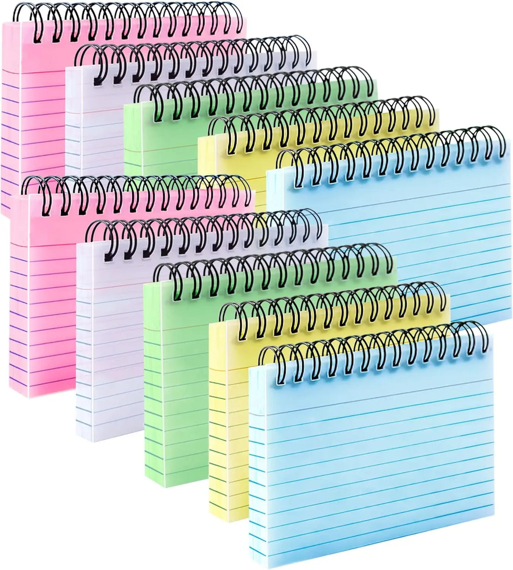 500 Colorful 3x5 Spiral Index Cards with Ring