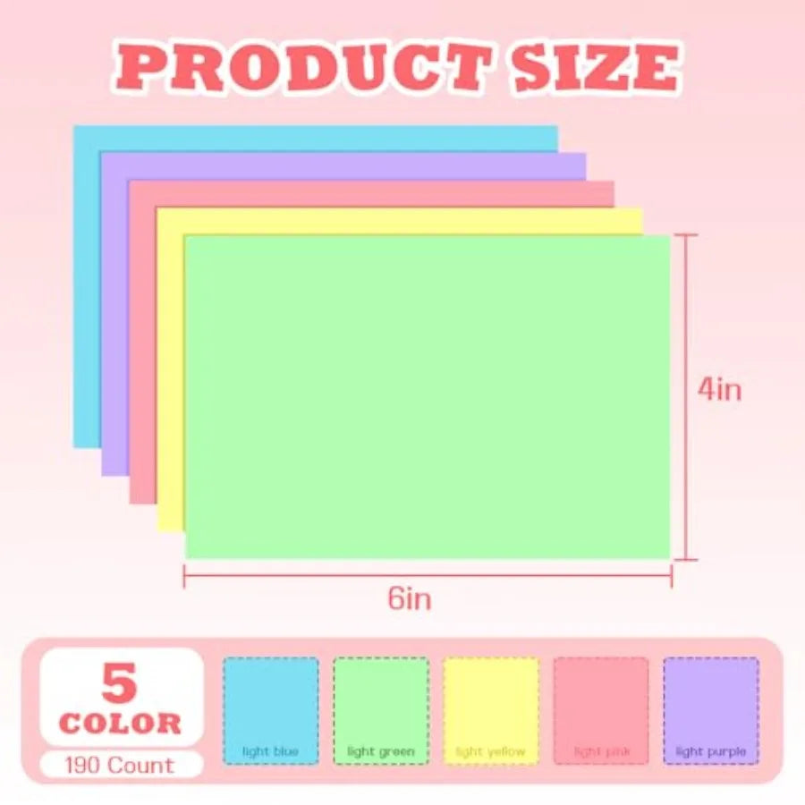 Colored Index Cards 4x6, 190 Pack Blank