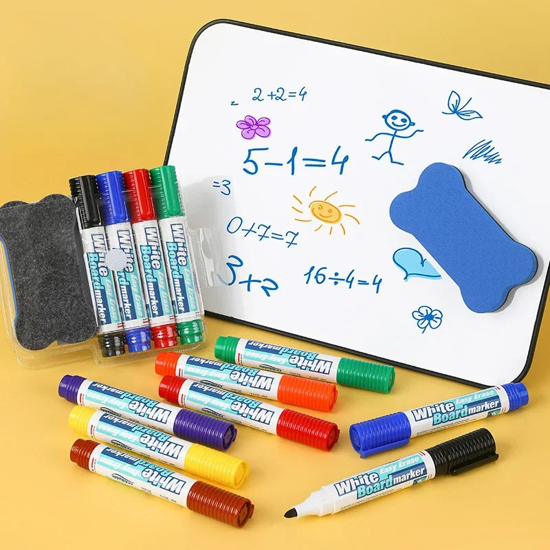 4-8 Colors Whiteboard Markers with Magnetic Whiteboard Eraser