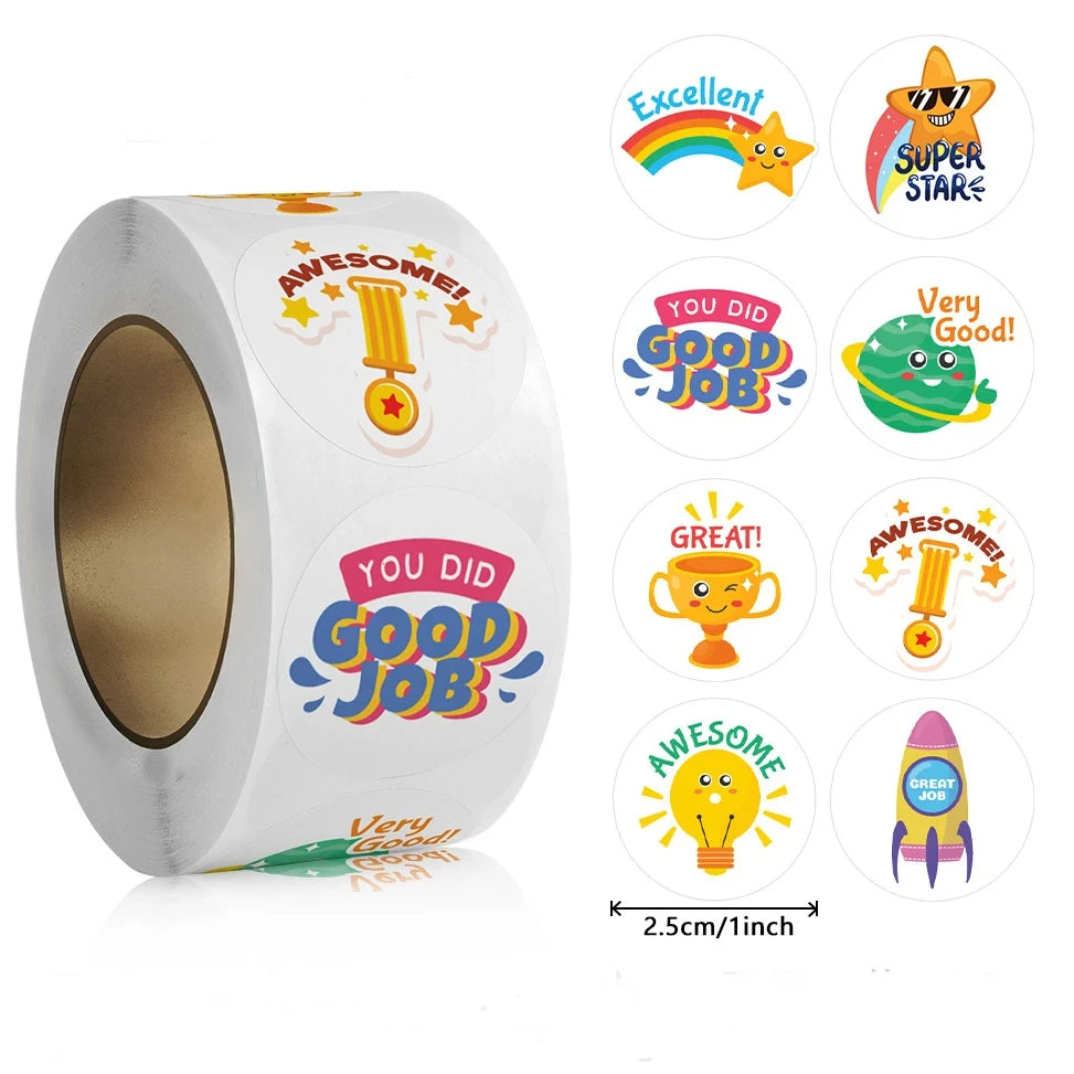 Cartoon Reward Stickers 8 Designs 2.5cm