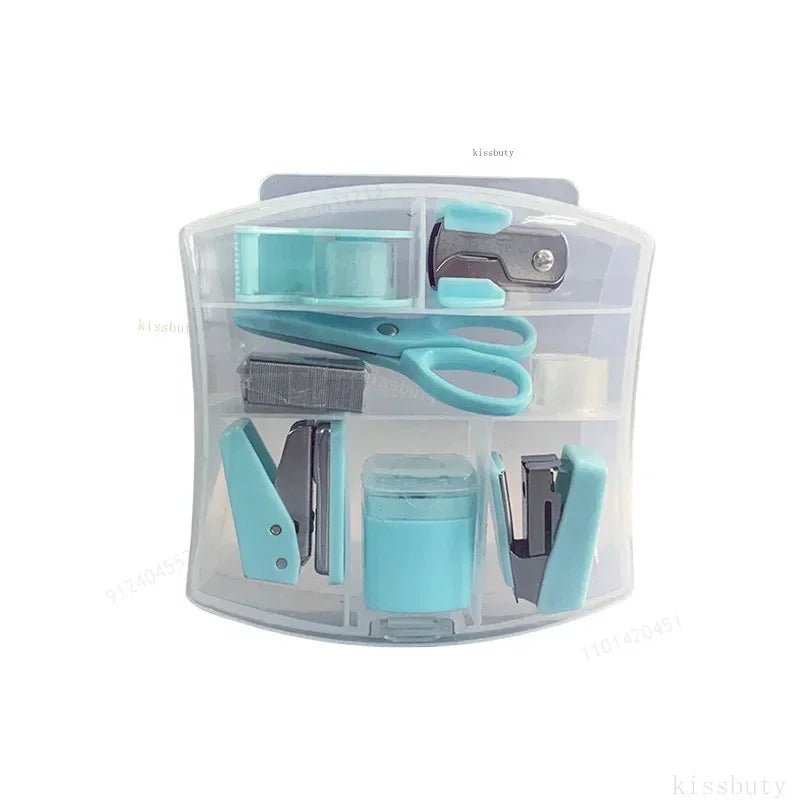 Mini Stapler Staple Punch Hole Tape Machine Set