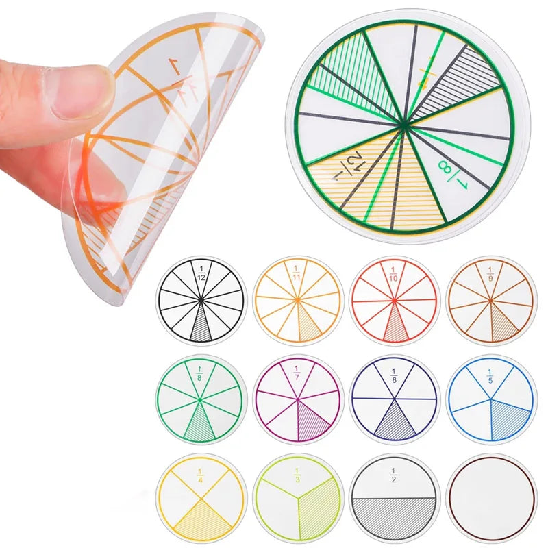 12PCS Set Math Fractions Teaching Supplies