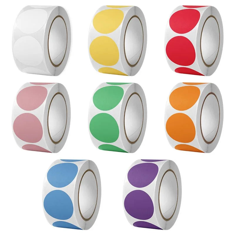 6Rolls 3000pcs Round Colorful Dot Stickers