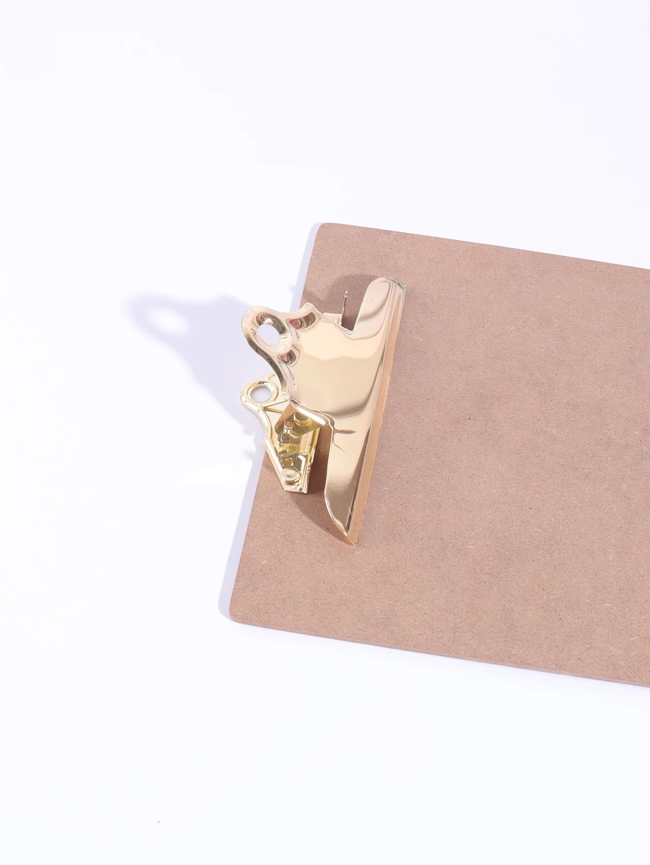 Wood Color Clipboard with Golden Metal Clip
