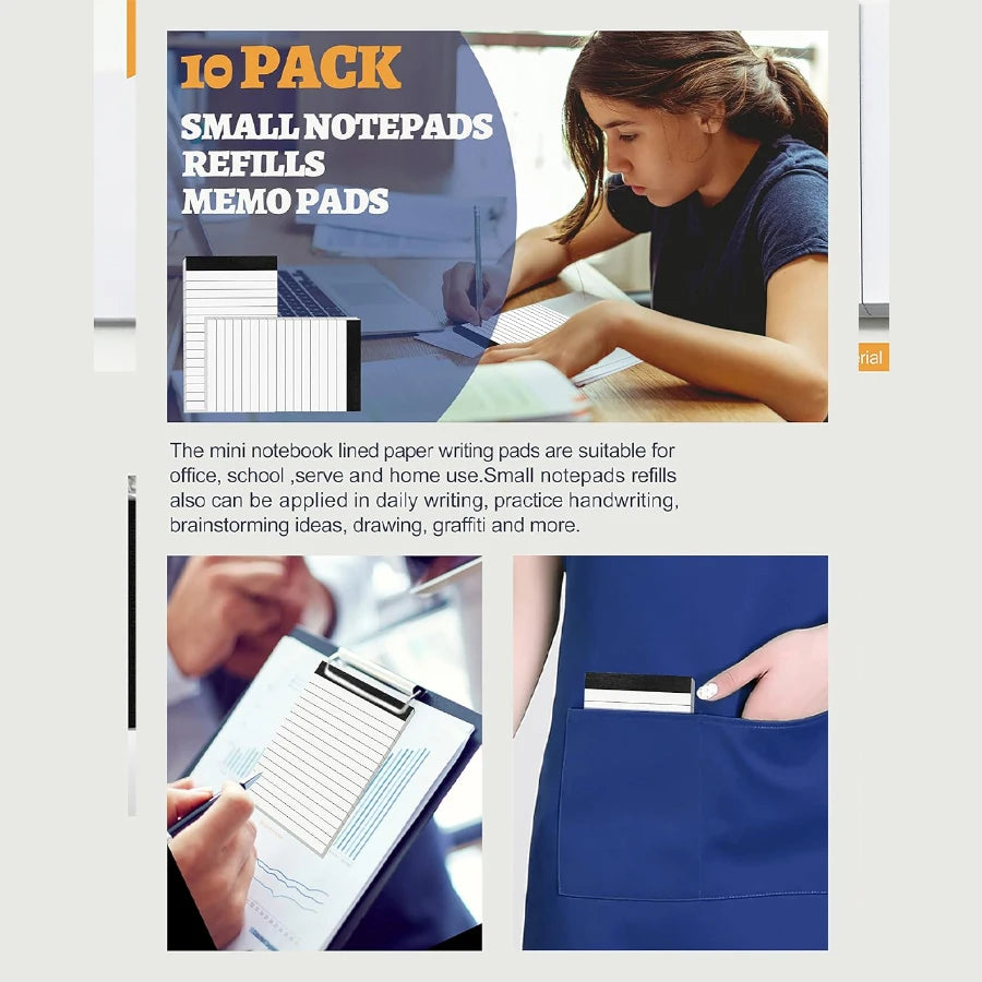 10 Pack Lined Pocket Notepads