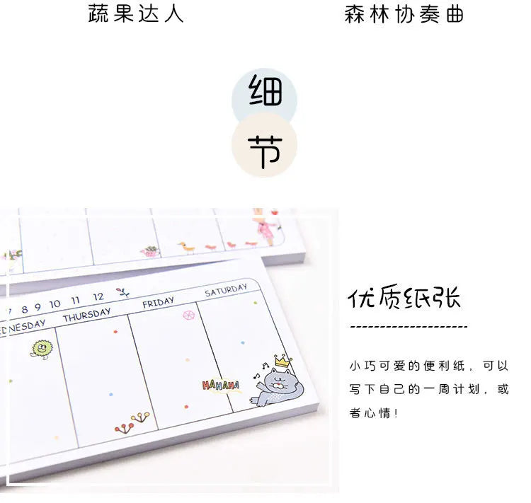 Sticky Notes Long Weekly Planner Pad