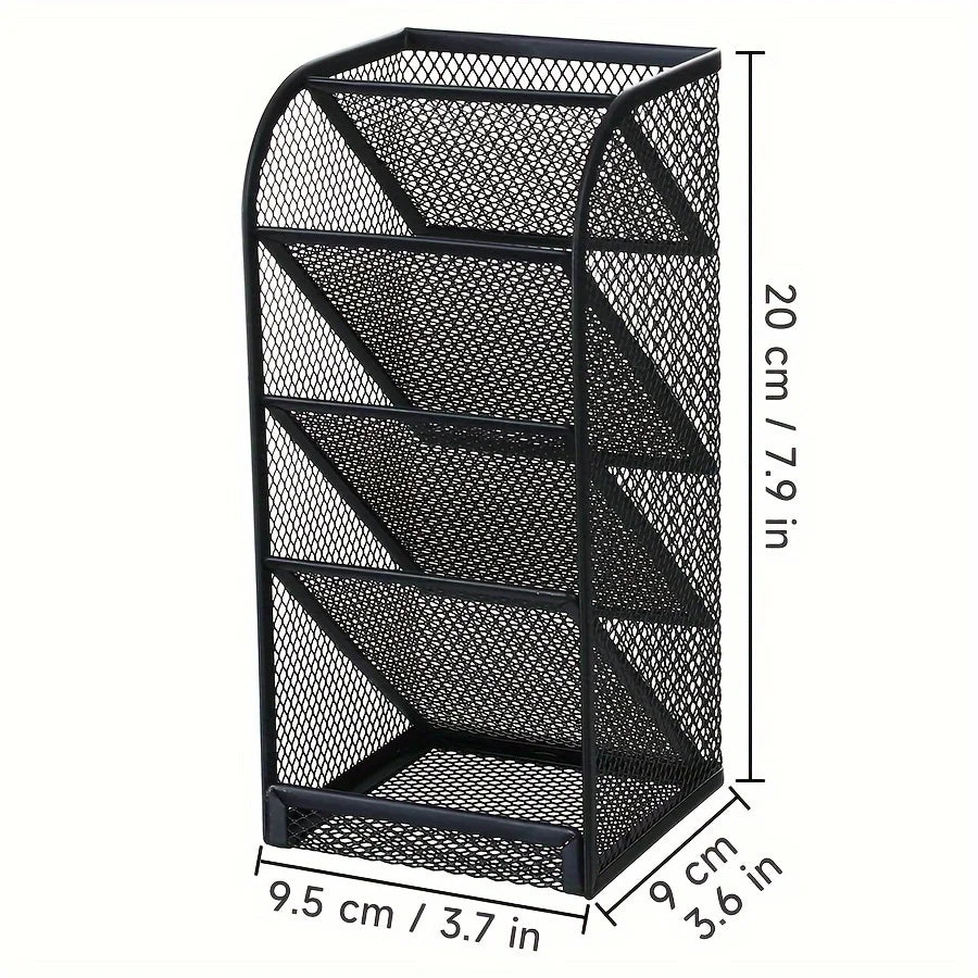 Four-Layer Black Mesh Desk Storage Box