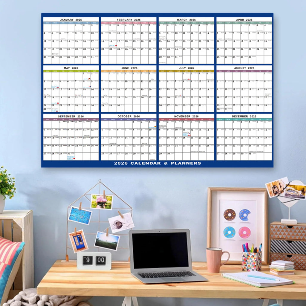 2026 English Double-Sided Laminated Wall Calendar