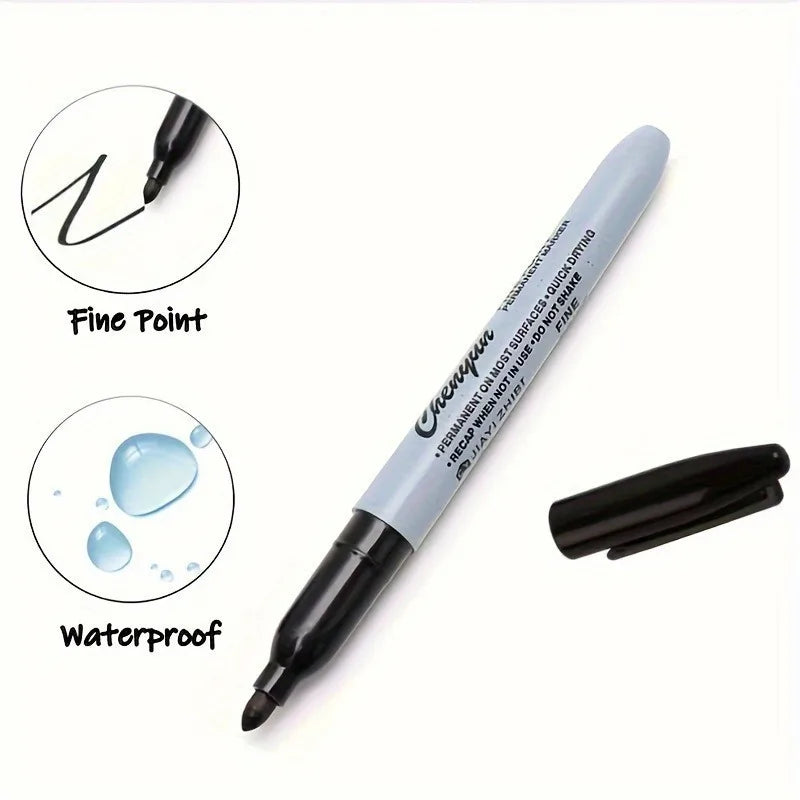 5PCS Fine Tip Black Permanent Marker