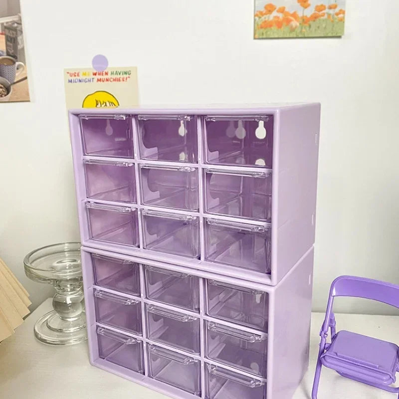 Desktop 9 Grid Storage Boxes Organizer