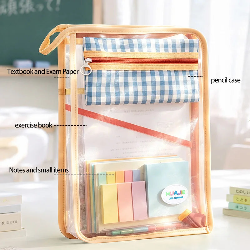 L-Shaped Zipper Mesh Document Bag