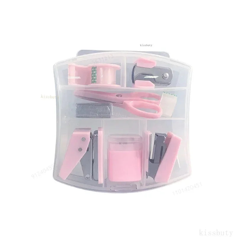 Mini Stapler Staple Punch Hole Tape Machine Set
