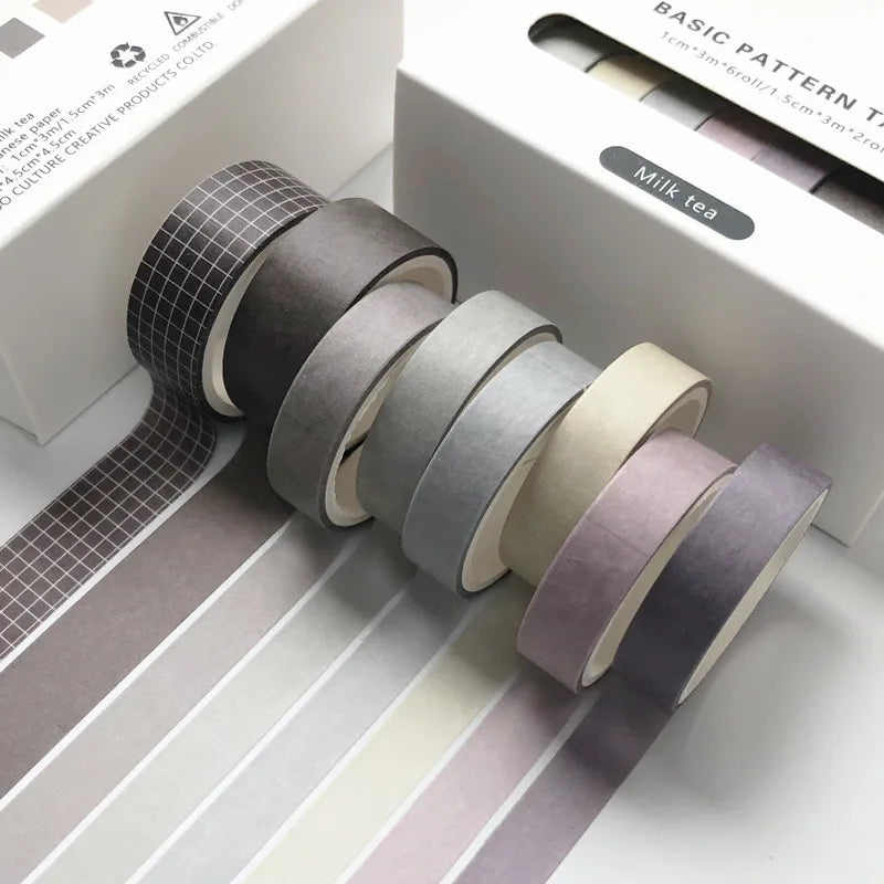 8pcs/box Basic Color Washi Tape