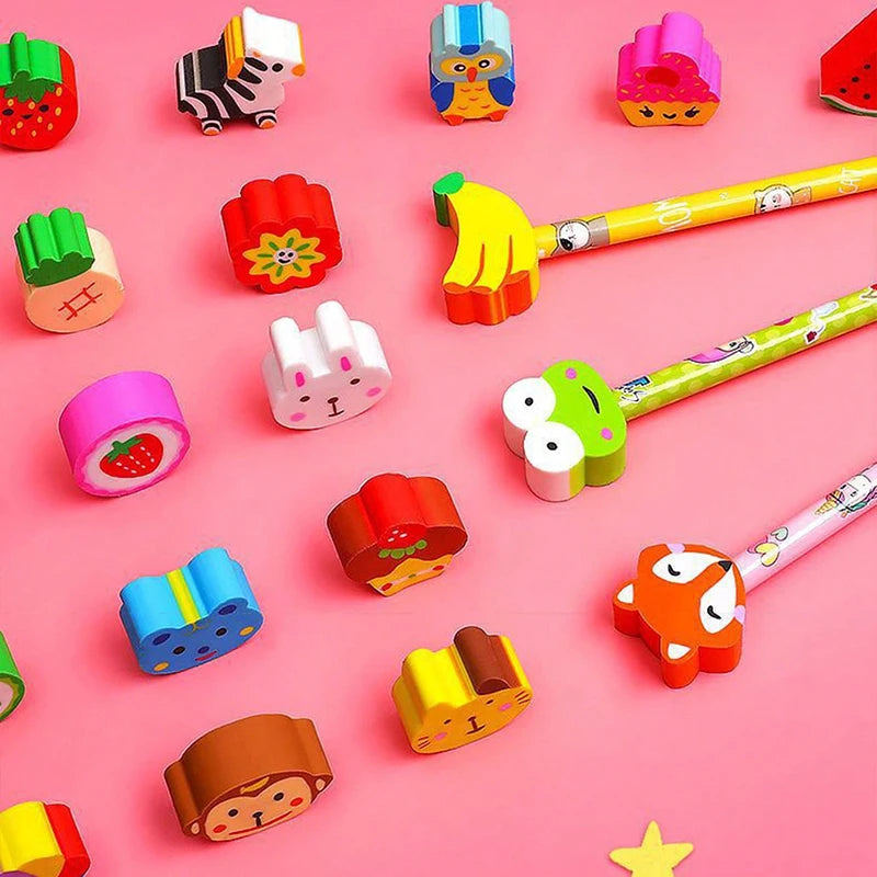 Cartoon HB Pencils With Cute Eraser Tops