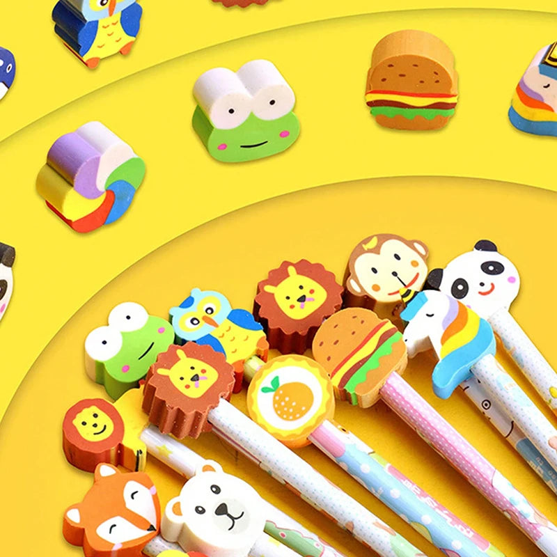 Cartoon HB Pencils With Cute Eraser Tops