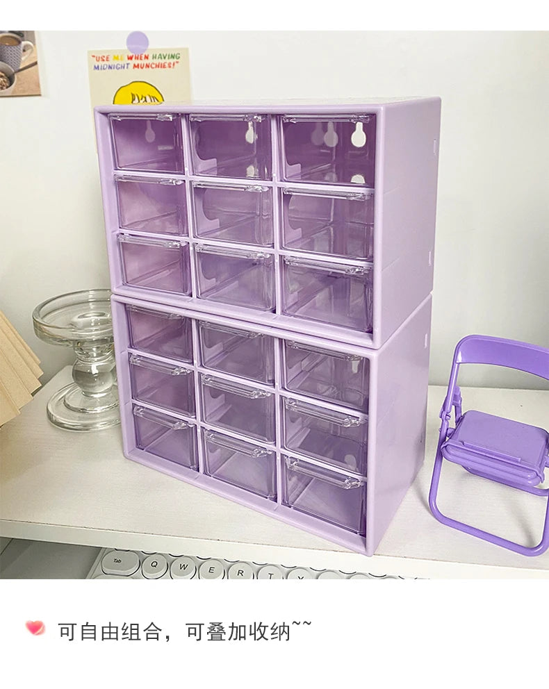 Desktop 9 Grid Storage Boxes Organizer