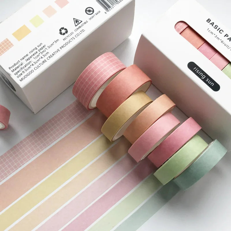 8pcs/box Basic Color Washi Tape