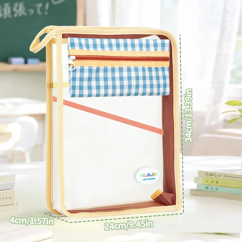L-Shaped Zipper Mesh Document Bag