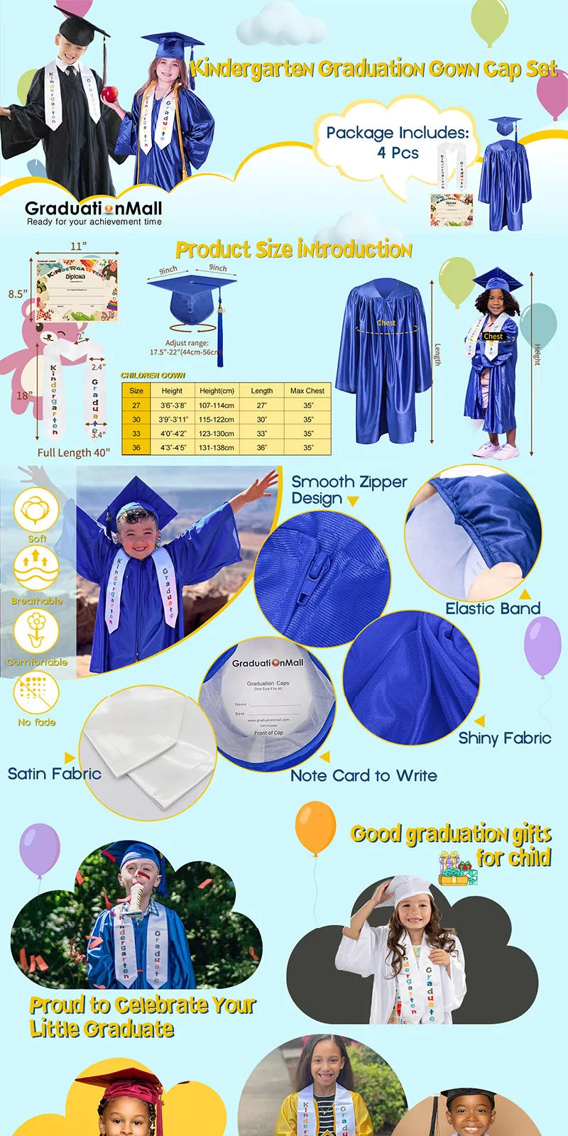 Kids Graduation Gown Cap