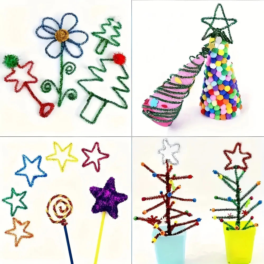 Sparkling Plush Pipe Cleaners 100Pcs