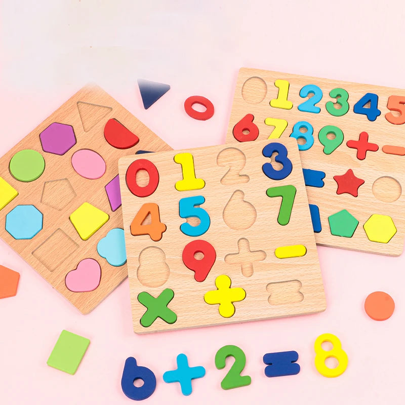 Kids Alphabetic Arithmetic Wooden Puzzle
