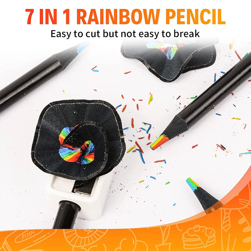 10pcs Color Black Wood Pencils 7 In 1 Pencil Gradient