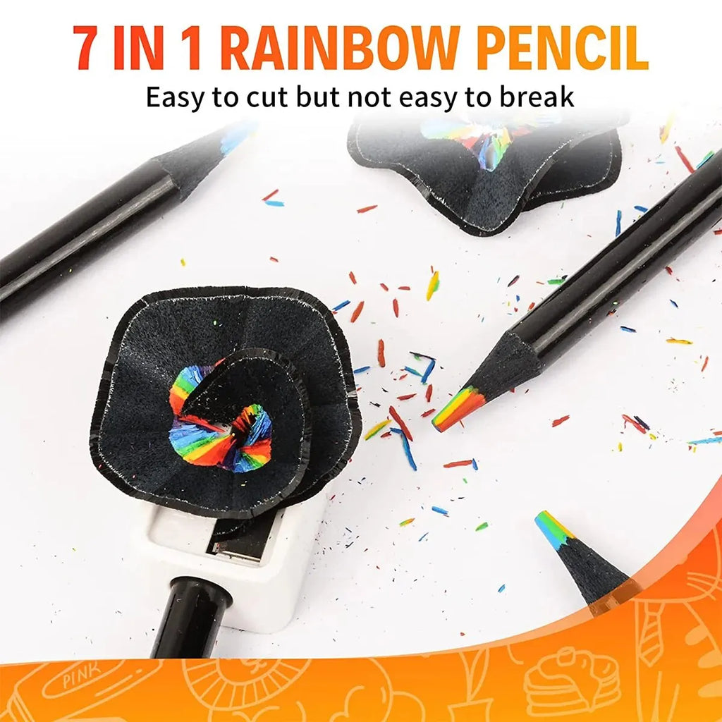 10pcs Color Black Wood Pencils 7 In 1 Pencil Gradient
