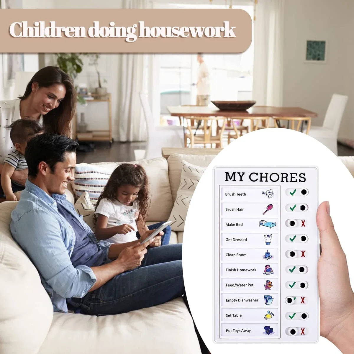 1Pcs Kids Chore Chart with 5Pcs