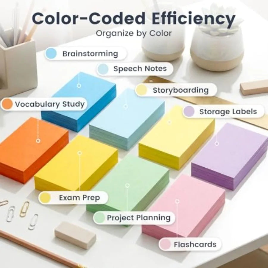 Index Cards 3x5 Inch, 272Count, Colored Flash Card