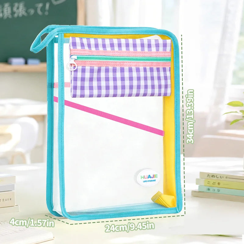 L-Shaped Zipper Mesh Document Bag