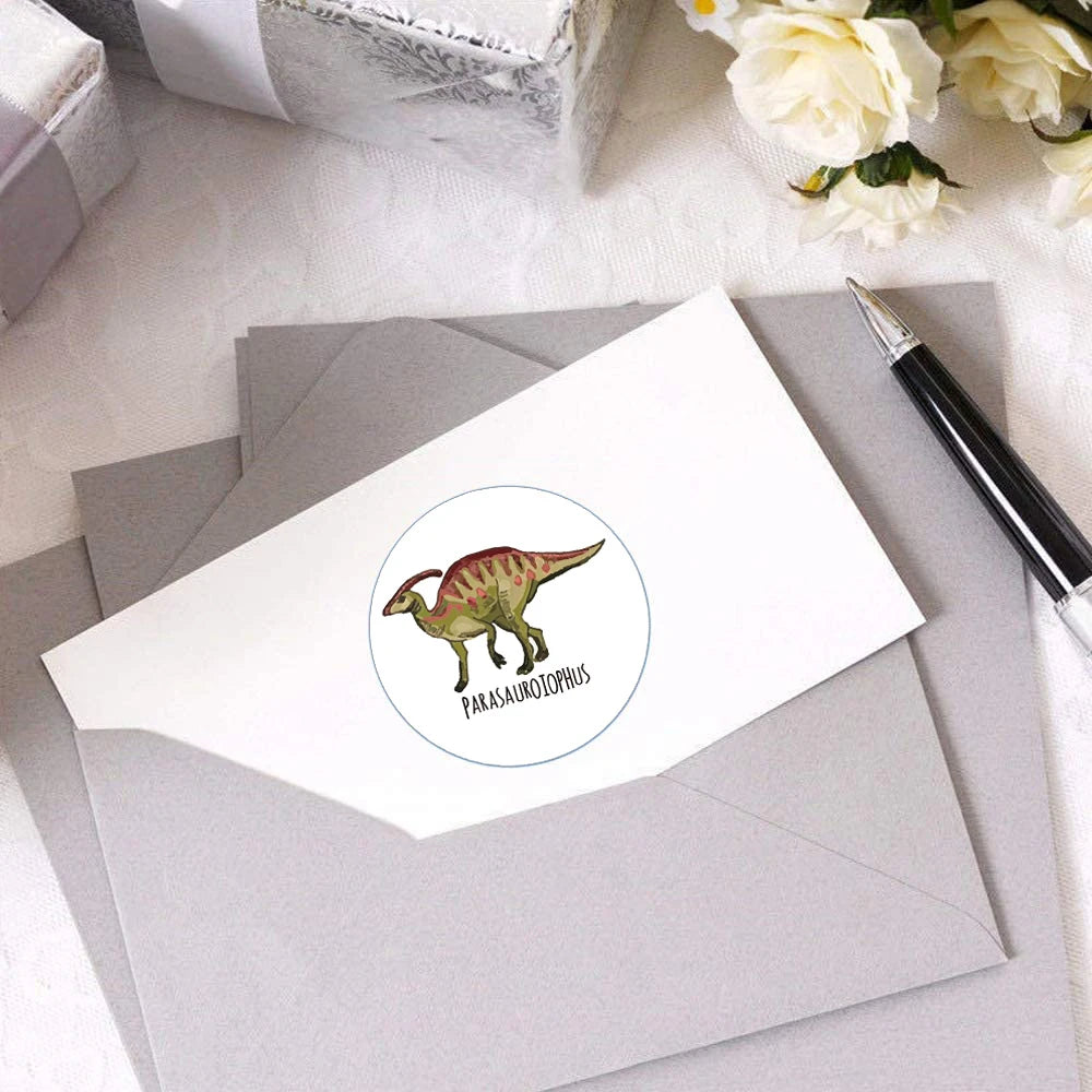 100-500pcs 1'' Round Dinosaur Stickers