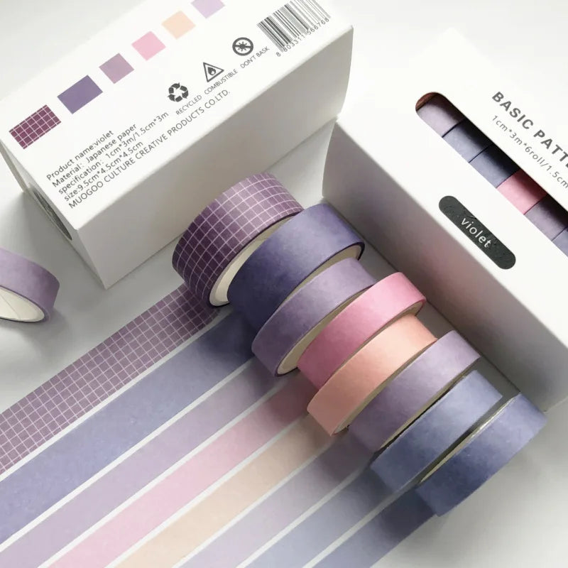 8pcs/box Basic Color Washi Tape