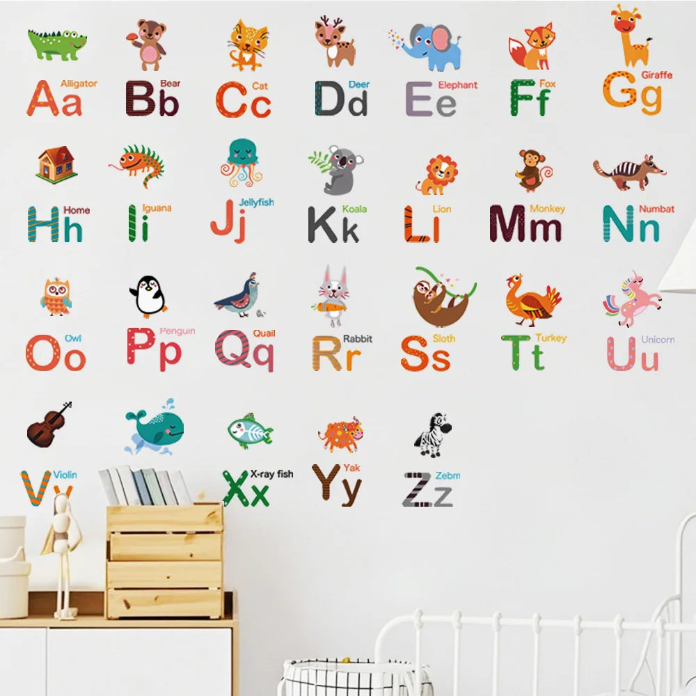 Cartoon Animal Alphabet Wall Sticker