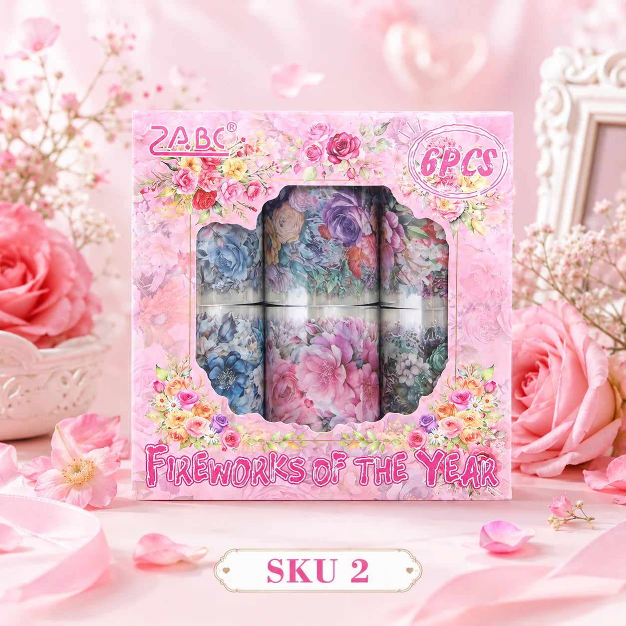 Cute Floral Washi Tape Set 6 Rolls
