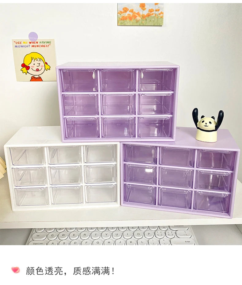 Desktop 9 Grid Storage Boxes Organizer