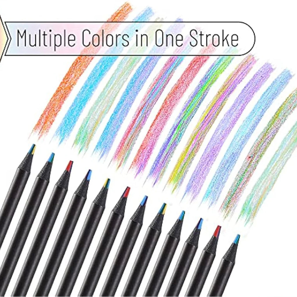 10pcs Color Black Wood Pencils 7 In 1 Pencil Gradient