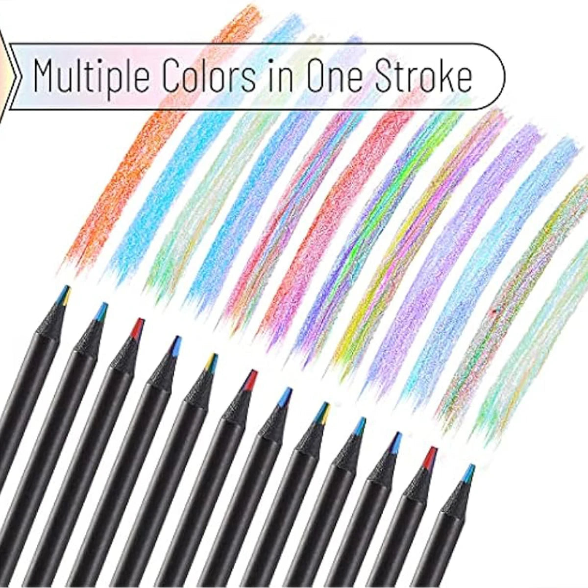 10pcs Color Black Wood Pencils 7 In 1 Pencil Gradient
