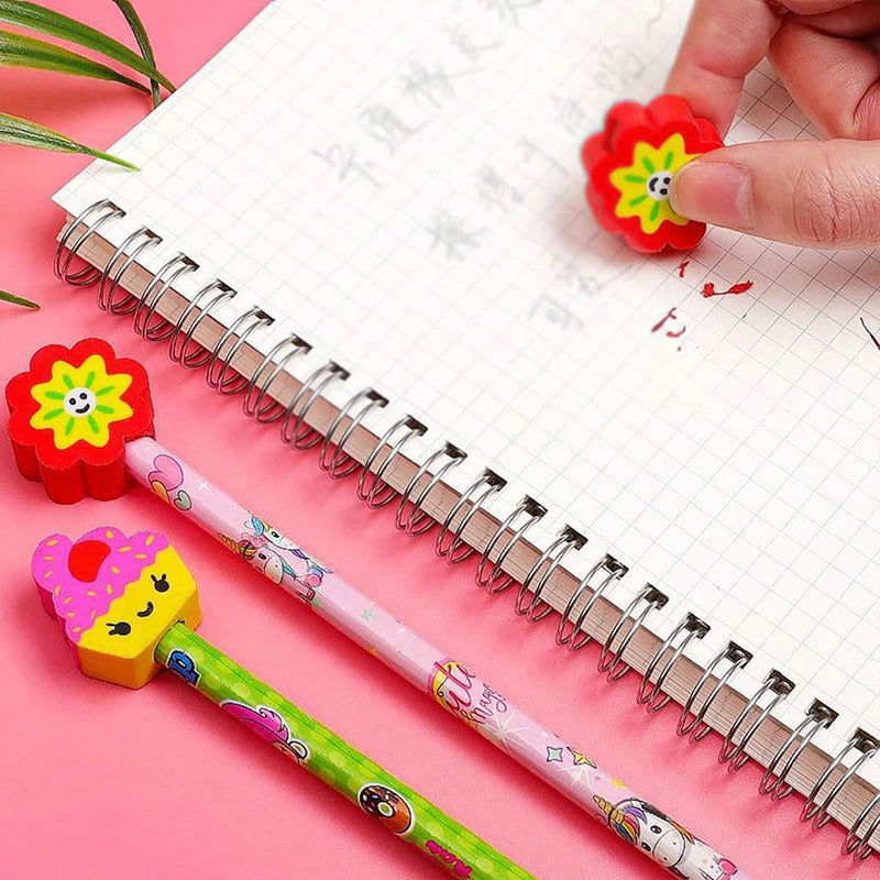 Cartoon HB Pencils With Cute Eraser Tops
