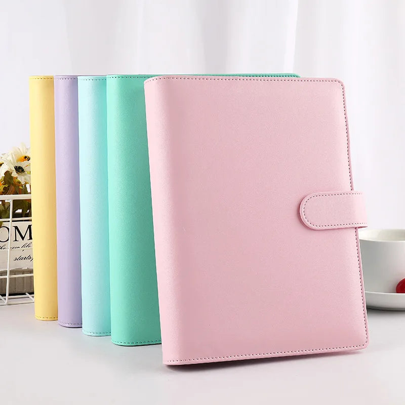 Macaroon Color A6/A5 PU Leather DIY Binder Notebook Cover