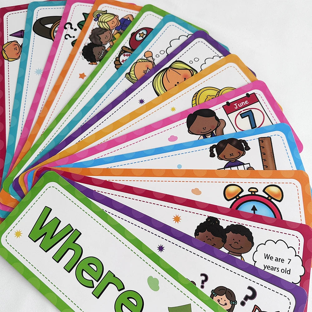 WH Question Words English Grammar Learning Cards