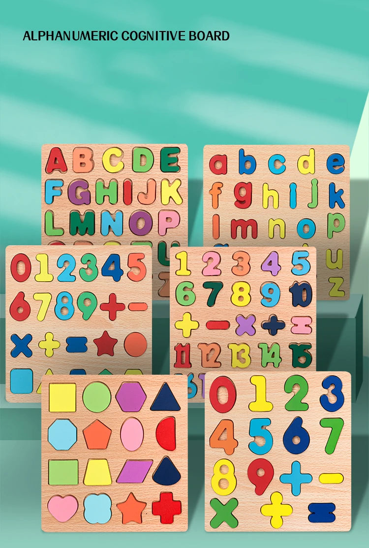 Kids Alphabetic Arithmetic Wooden Puzzle