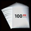 100Pcs A4 Clear 11-Hole Punched Sheet Protectors