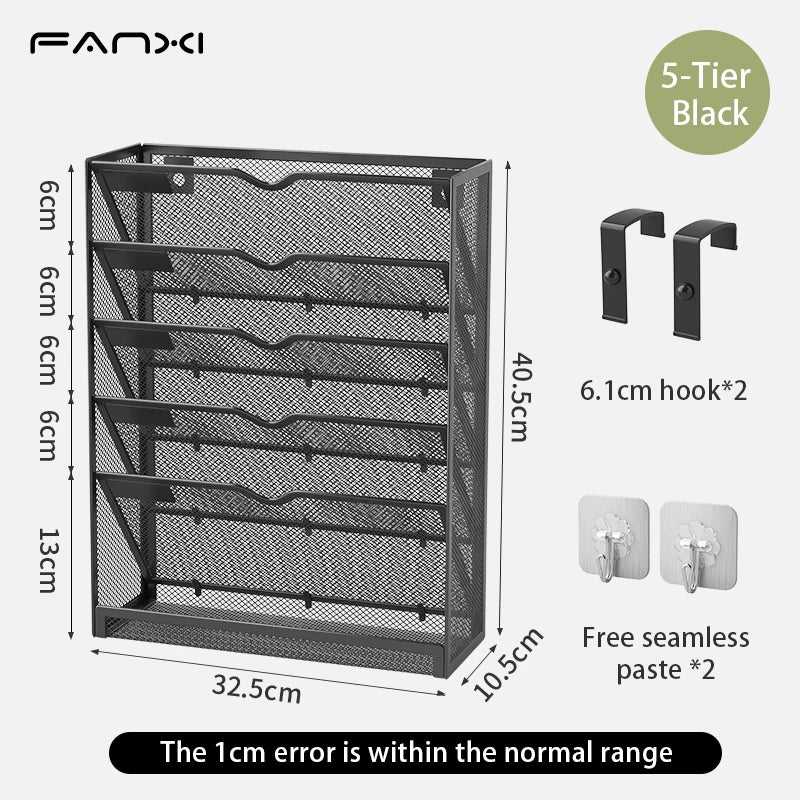 5 Pocket Mesh Hanging Wall File Organizer